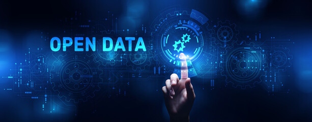 Open data technology concept on virtual screen.