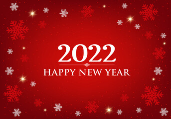 Fototapeta na wymiar Happy new year 2022 card White numbers banner and festive red christmas background. 