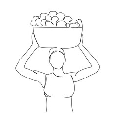 girl with fruit on her head