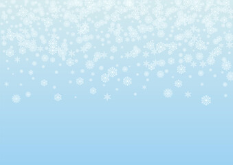 Light Confetti Background Vector Blue. Snow Crystal Illustration. Grey Flake Subtle Pattern. Winter Snowflake Card.