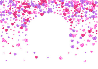 Violet Heart Background White Vector. Congratulation Backdrop Confetti. Tender Honeymoon Texture. Red Heart Random Illustration. Fond Mother Frame.