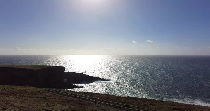 Scenic shot of the cliffs and rocks at Mizen Head South West Ireland on a beautiful sunny day