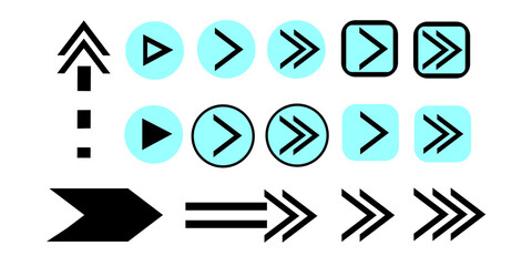Set of blue and black vector arrows. Arrows icon. Arrow vector icon. Arrows vector collection.