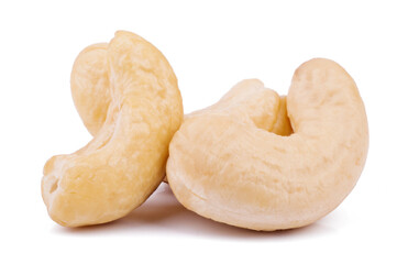 Cashew nuts isolated on white background close up