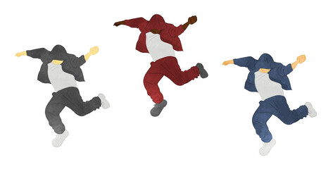 HIPHOP dance jumping male illustration
