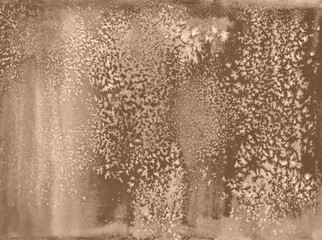 hand painted watercolor illustration for wrapping paper interior design, brown color sepia ink flows. Salt effect on grain torshon paper. Decorative abstract for poster, postcard, wedding invitation