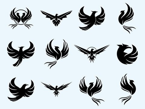 creative phoenix eagle logo icon set