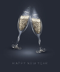 Glasses of champagne. Vector illustration for greeting card, banner, invitation.