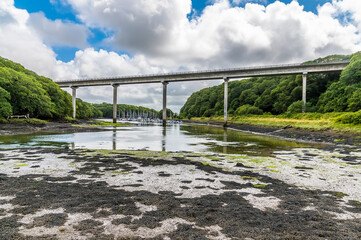 A view of Westfield Pill past the road bridge at Neyland, Pembrokeshire, South Wales on a summers day