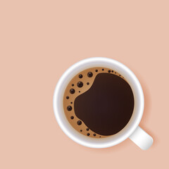 A cup of coffee on a light background. Vector illustration.