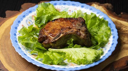 Fried meat with salt and pepper in butter.