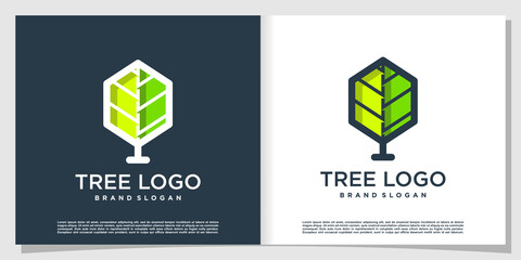 Tree logo with modern simple and creative style Premium Vector