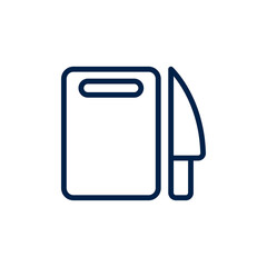 Cutting board icon, utensil of kitchen, isolated on white.