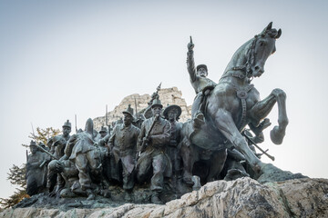 Bronze monument for the battle of Castelfidardo a small town in the Marche region of Italy. Between...