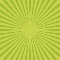Sunlight rays background. Green color burst background. Vector illustration.