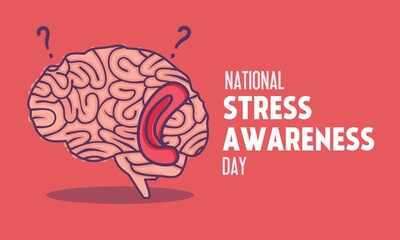 Confounded brain scream illustration. National Stress Awareness Day