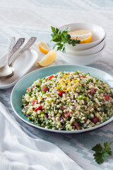 Tabbouleh salad. Traditional middle eastern or arab vegetarian dish