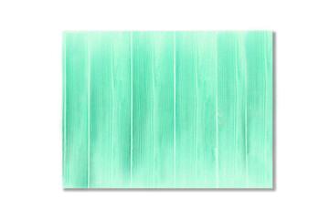 Light green mint turquoise nature background texture of painted wood vertical boards on a white background.