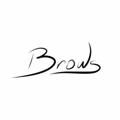 Logo for brow artists hand lettering of the word eyebrows on a white background.