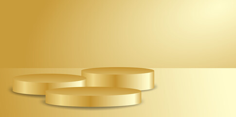 Podium mock up banner.  Black and gold luxury background. background for product, branding and packaging presentation. vector.