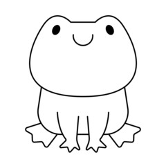 Frog little baby Vector art. Black and white. White background. Line drawing.
