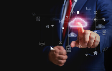 online cloud network data connection future online cloud connection concept data cloud connect and...