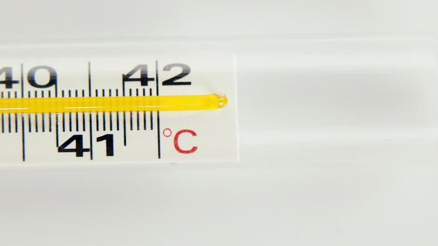Glass Mercurial Thermometer On A White Background