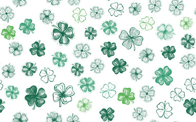 Clover set, St. Patrick's Day. Hand drawn illustrations. Vector.	
