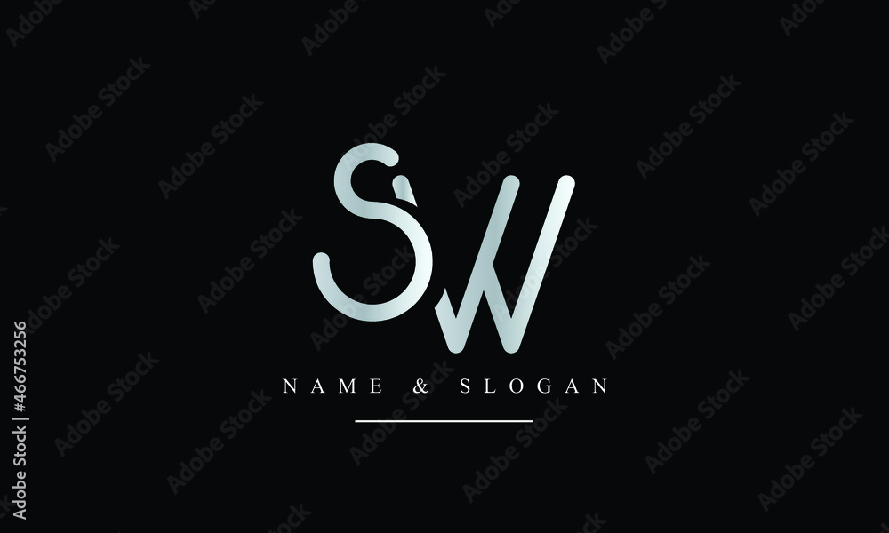 Wall mural sw, ws, s, w abstract letters logo monogram