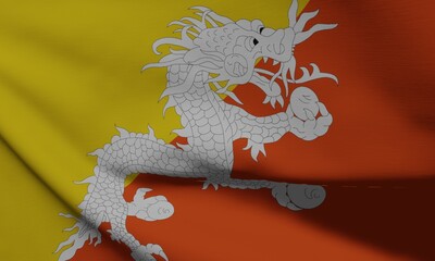 Bhutan flag waving china national flag background