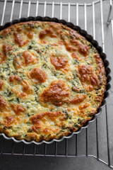 Spinach quiche healthy homemade tart with spinach and cheese