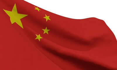 China flag waving china national flag background clipping path on white background