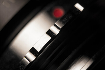 Detail of full frame adapter made of metal for vintage lens  