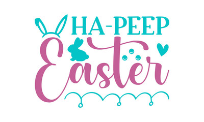 Hand sketched Happy Easter text as Pascha logotype, badge and icon, Perfect for advertising, poster, announcement or greeting card, Beautiful Letters, Bunny ears and cute paws