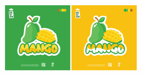 cute mango logo concept with a blend of 2 colors