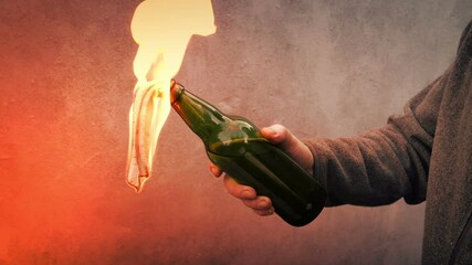 Man Lights And Throws Molotov In War Zone