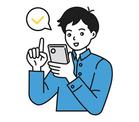 スマートフォンを操作する男性のイラスト素材
