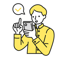 スマートフォンを操作する男性のイラスト素材