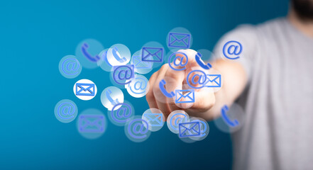  hand using mobile smartphone with email icon, Email concept, copy space