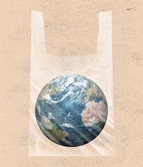 Air and water pollution. Contemporary art collage, modern creative design. Idea, inspiration, saving environment, environmental care, global warming