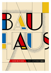 Original Abstract Geometric Bauhaus Inspired Poster Design. - obrazy, fototapety, plakaty