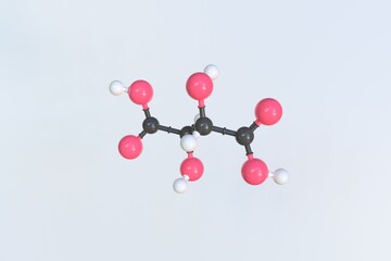 Tartaric acid molecule, isolated molecular model. 3D rendering