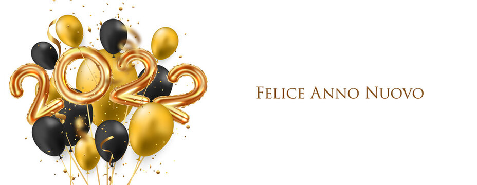 2022 New Year Italian greeting card (Felice Anno Nuovo 2022). Italian 2022 New Year Version. Italian 2022 Happy New Year background.