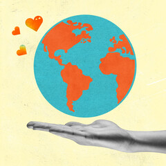 Contemporary art collage, modern creative design. Idea, inspiration, saving environment, ecology,...