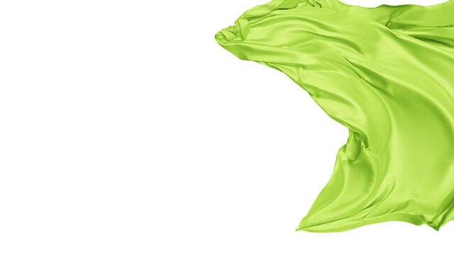 Realistic 60fps 3D animation of the trendy green color cloth as fly away opener rendered in UHD with alpha matte