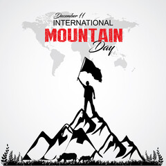 International Mountain Day concept. December 11. Suitable for greeting card, poster and banner.