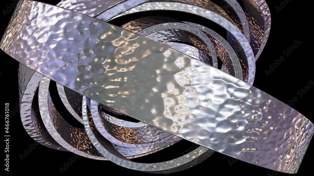 Aufkleber abstract looping 3d animation of the rotating forged steel rings rendered in uhd with alpha matte