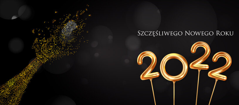 2022 New Year Polish greeting card (Szczęśliwego Nowego Roku 2022). Polish 2022 New Year Version. Polish 2022 Happy New Year background.
