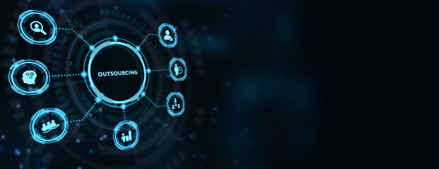 Business, Technology, Internet and network concept. Outsourcing Human Resources. 3d illustration