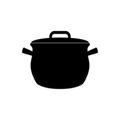 The icon of the saucepan for cooking the first dishes is black on a white background.